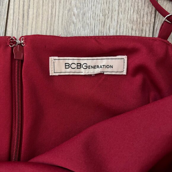 BCBGeneration Faux Wrap Burgundy Red Mini Dress Womens Size 12 Holiday Party - Picture 3 of 15